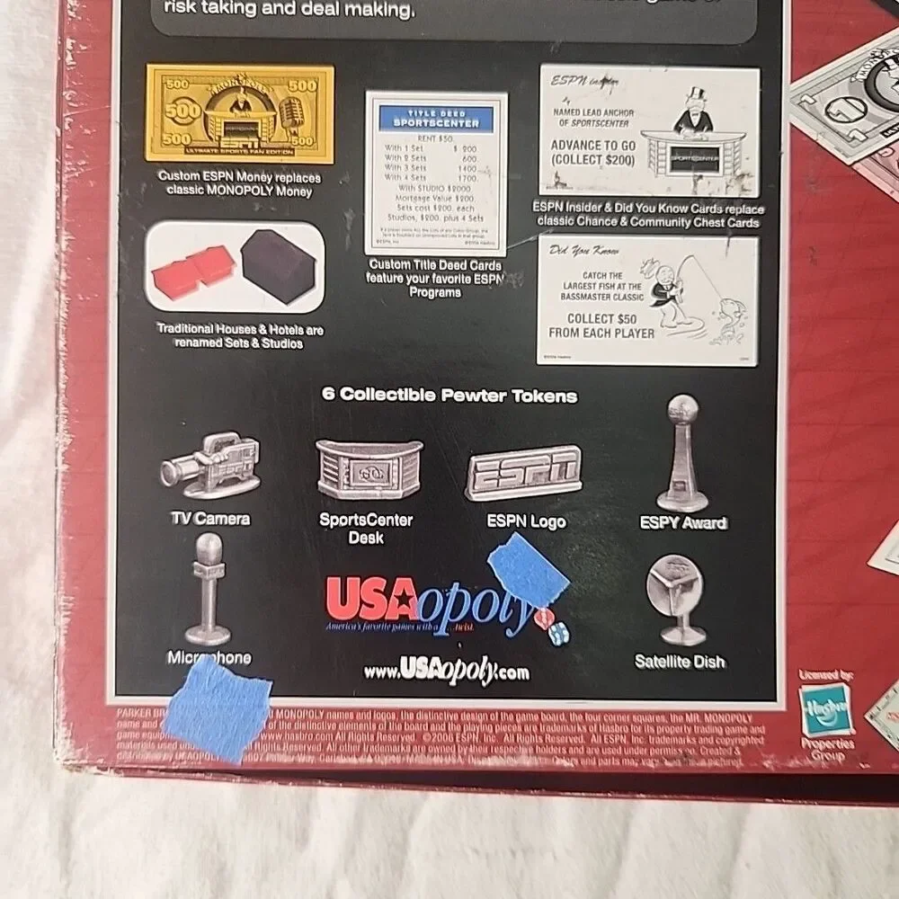 Monopoly Hasbro 2006 ESPN Ultimate Sports Fan Edition Board Game 2 Tokens Missin